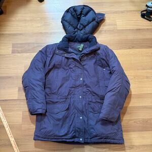 Women's L.L. Bean Purple Hooded Goose Down Puffer Parka Heavyweight Jacket Sz L
